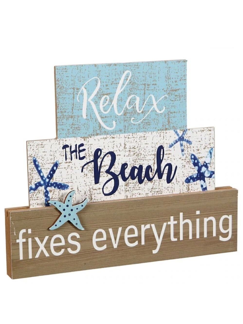 NWT Michael’s Stock Tabletop Wood Decor Signs Rustic Beach Ocean Style Art Decor
